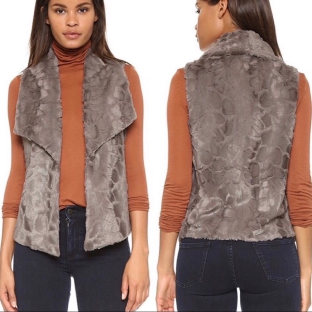 Jack BB Dakota Textured Faux Fur Drape Front Vest